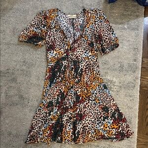 Pull&Bear Orange Black Ruffled Mini Dress